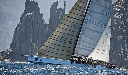 Peter Millard and John Honan's Lahana passing the Organ Pipes, during the Rolex Sydney Hobart Yacht Race 2009. Photo copyright Rolex, Kurt Arrigo.