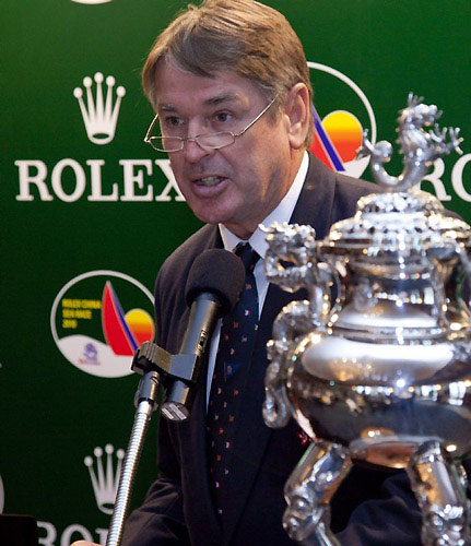 Royal Hong Kong Yacht Club's Commodore, Mr. Warwick Downes, speaking at the Rolex China Sea Race 2010 Press Conference. Photo copyright Daniel Forster, Rolex.