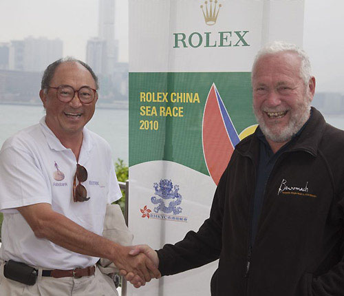 Mr. Lowell Chang and Sir Robin Knox-Johnston, Ffreefire 70, at the Royal Hong Kong Yacht Club's Rolex China Sea Race 2010 Press Conference. Photo copyright Daniel Forster, Rolex.