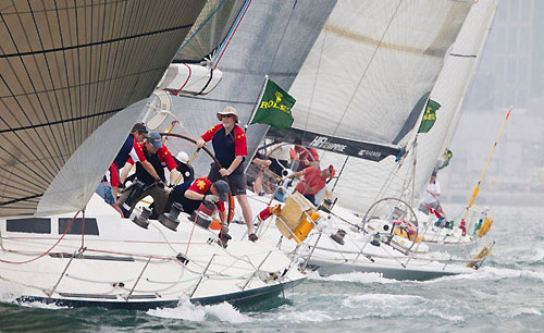 Race Start Ffreefire 70 with Sir Robin Knox-Johnston at the helm, after the start of the Rolex China Sea Race 2010. Photo copyright Daniel Forster, Rolex.