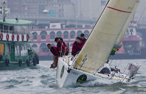 Anthony Root's Archambault A40RC Red Kite II in Victoria Harbour after the start of the Rolex China Sea Race 2010. Photo copyright Daniel Forster, Rolex.