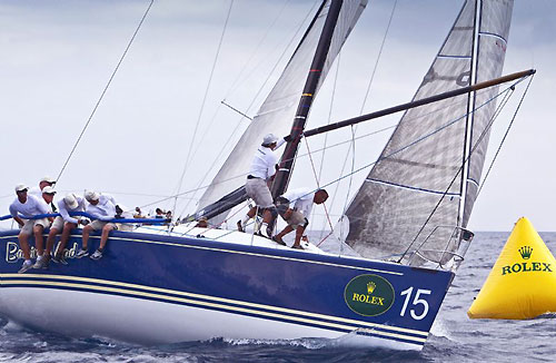 Jim Richardson's Barking Mad about to turn a mark on day 3 of the Rolex Farr 40 Worlds 2010 in Casa de Campo. Photo copyright Daniel Forster, Rolex.