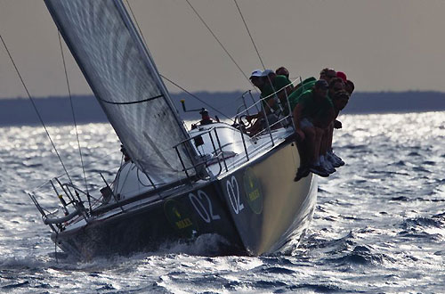 Massimo Mezzaroma's Nerone sailing upwind on day 3 of the Rolex Farr 40 Worlds 2010 in Casa de Campo. Photo copyright Daniel Forster, Rolex.