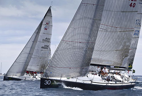 Wolfgang Schaefer's Struntje Light and Helmut and Evan Jahn's Flash Gordon, during the Rolex Farr 40 Worlds 2010 in Casa de Campo. Photo copyright Daniel Forster, Rolex.