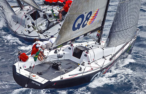 Massimo Mezzaroma's Nerone sailing upwind during Race 8 of the Rolex Farr 40 Worlds 2010 in Casa de Campo. Photo copyright Daniel Forster, Rolex.