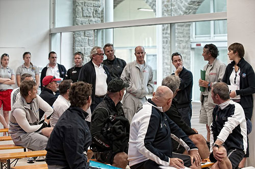 Louis Vuitton Trophy, La Maddalena, Italy, May 22 until June 6, 2010. The pre-race Skippers Meeting. Photo copyright Paul Todd, Outsideimages NZ and Louis Vuitton Trophy.