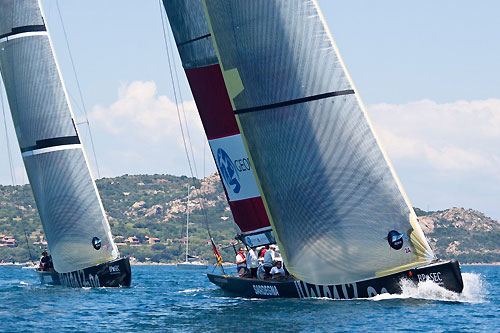 Louis Vuitton Trophy, La Maddalena, Italy, May 22nd-June 6th 2010. Race Day 2. ALL4ONE vs Azurra. Photo copyright Bob Grieser, Outsideimages NZ and Louis Vuitton Trophy.