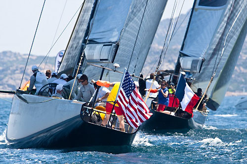 Louis Vuitton Trophy, La Maddalena, Italy, May 23rd 2010 during Race Day 2. ALEPH verses BMW ORACLE Racing. Photo copyright Bob Grieser, Outsideimages NZ and Louis Vuitton Trophy.