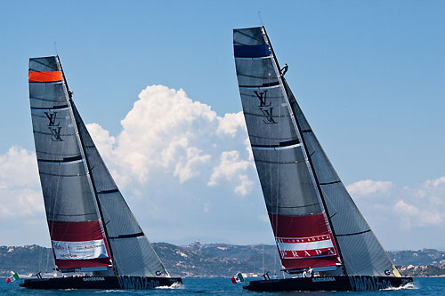 Louis Vuitton Trophy, La Maddalena, Italy, May 22nd-June 6th 2010. Race Day 2. Luna Rossa vs Mascalzone. Photo copyright Bob Grieser, Outsideimages NZ and Louis Vuitton Trophy.