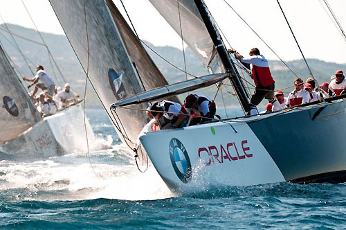 Louis Vuitton Trophy, La Maddalena, Italy, May 22nd-June 6th 2010. Race Day 4. BMW ORACLE Racing verses Artemis. Photo copyright Paul Todd, Outsideimages NZ and Louis Vuitton Trophy.