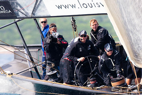 Louis Vuitton Trophy, La Maddalena, Italy. Day 6. Dean Barker at the helm of Emirates Team New Zealand (NZL). Photo copyright Bob Grieser, Outsideimages NZ and Louis Vuitton Trophy.