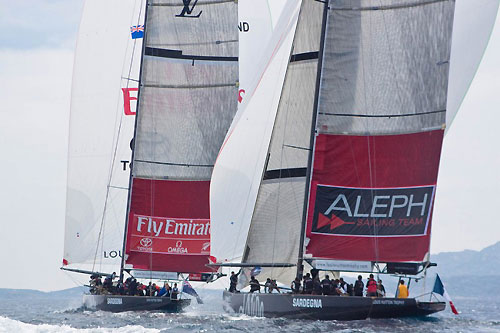 Louis Vuitton Trophy, La Maddalena, Italy. Day 6. Emirates Team New Zealand (NZL) verses ALEPH Sailing Team (FRA). Photo copyright Bob Grieser, Outsideimages NZ and Louis Vuitton Trophy.