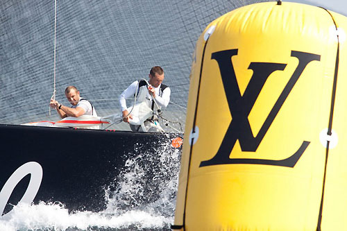 Louis Vuitton Trophy, La Maddalena, Italy. Race Day 7. BMW ORACLE Racing (USA) verses Emirates Team New Zealand (NZL). Photo copyright Bob Grieser, Outsideimages NZ and Louis Vuitton Trophy.