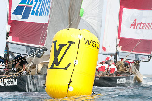 Louis Vuitton Trophy, La Maddalena, Italy. Race Day 8. Azzurra (ITA) verses Artemis (SWE). Photo copyright Paul Todd, Outsideimages NZ and Louis Vuitton Trophy.