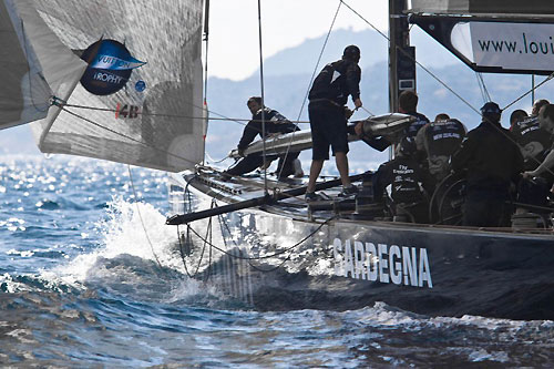 Louis Vuitton Trophy, La Maddalena, Italy. Race Day 9. BMW ORACLE Racing (USA) verses Emirates Team New Zealand (NZL). Photo copyright Bob Grieser, Outsideimages NZ and Louis Vuitton Trophy.