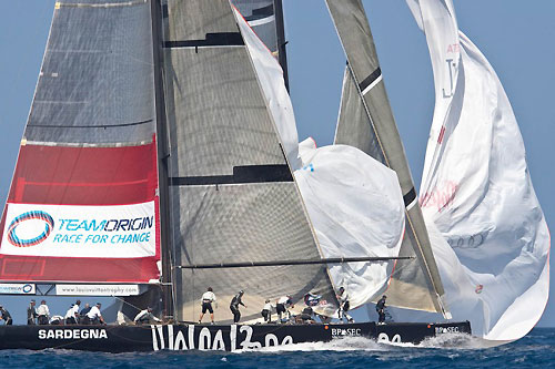 Louis Vuitton Trophy, La Maddalena, Italy, May 22nd-June 6th 2010. Race Day 12. Mascalzone Latino Audi Team (ITA) verses TeamOrigin (GBR). Photo copyright Bob Grieser, Outsideimages NZ and Louis Vuitton Trophy.