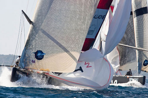 Louis Vuitton Trophy, La Maddalena, Italy, May 22nd-June 6th 2010. Race Day 12. All4ONE (GER) versess ALEPH Sailing Team. Photo copyright Bob Grieser, Outsideimages NZ and Louis Vuitton Trophy.