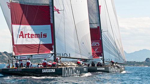 Louis Vuitton Trophy, La Maddalena, Italy, May 22nd-June 6th 2010. Race Day 14. Semi Finals: Artemis (SWE) verses Emirates Team New Zealand (NZL). Photo copyright Paul Todd, Outsideimages NZ and Louis Vuitton Trophy.