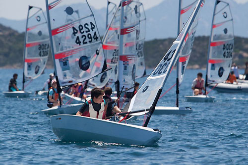 Louis Vuitton Trophy, La Maddalena, Sardegna, May 22nd-June 6th, 2010. Race day 15. The O'pen Bic boats race for the championship, with the winner receiving a boat. Photo copyright Bob Grieser, Outsideimages NZ and Louis Vuitton Trophy.