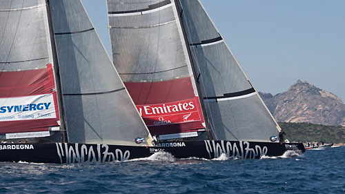 Louis Vuitton Trophy, La Maddalena, Italy, May 22nd-June 6th 2010. Race Day 16. Final: Emirates Team New Zealand (NZL) verses Synergy Russian Sailing Team (RUS). Photo copyright Bob Grieser, Outsideimages NZ and Louis Vuitton Trophy.