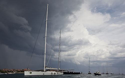 An early call was made to abandon racing and for the fleet to take refuge until a forty-knot squall had passed through. Photo copyright Rolex and Carlo Borlenghi.