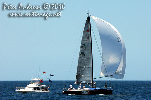 Massimo Mezzaroma and Antonio Sodo Migliori’s reigning World and European champion, Nerone (ITA), crosses the finishing line during the 2010 Rolex Trophy One Design Series, offshore Sydney. Photo copyright Peter Andrews, Outimage Australia.