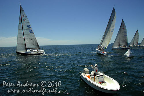 The starting line, during the 2010 Rolex Trophy One Design Series, offshore Sydney. Photo copyright Peter Andrews, Outimage Australia.