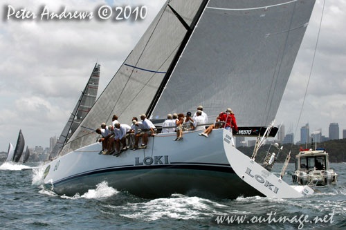 Stephen Ainsworth's Reichel Pugh 63 Loki, during the SOLAS Big Boat Challenge 2010 on Sydney Harbour. Photo copyright Peter Andrews, Outimage Australia.