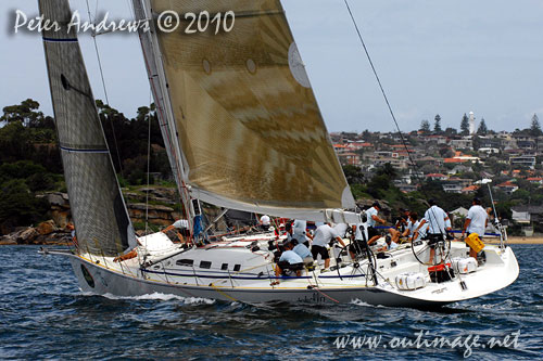 Jim Cooney's Jutson designed 80 footer Brindabella, during the SOLAS Big Boat Challenge 2010 on Sydney Harbour. Photo copyright Peter Andrews, Outimage Australia.