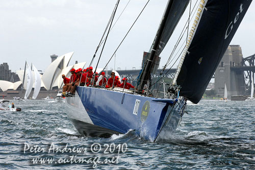 Grant Wharington’s 98 footer Wild Thing, during the SOLAS Big Boat Challenge 2010 on Sydney Harbour. Photo copyright Peter Andrews, Outimage Australia.