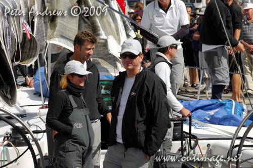 Catherine and Niklas Zennström onboard Rán, when they arrived in Hobart to complete the Rolex Sydney Hobart 2009. Photo copyright Peter Andrews, Outimage Australia.