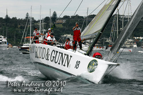 Bill Wild's Reichel Pugh 55 Rod & Gunn Wedgetail from Queensland, ahead of the start of the Rolex Sydney Hobart 2010. Photo copyright Peter Andrews, Outimage Australia.