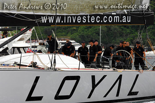 Sean Langman and Anthony Bell's Elliott Maxi Investec Loyal, ahead of the start of the Rolex Sydney Hobart 2010. Photo copyright Peter Andrews, Outimage Australia.