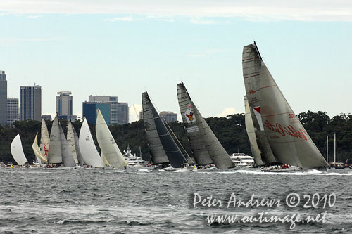 The fleet, after the start of the Rolex Sydney Hobart 2010. Photo copyright Peter Andrews, Outimage Australia.