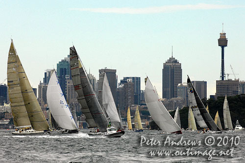 The fleet, after the start of the Rolex Sydney Hobart 2010. Photo copyright Peter Andrews, Outimage Australia.