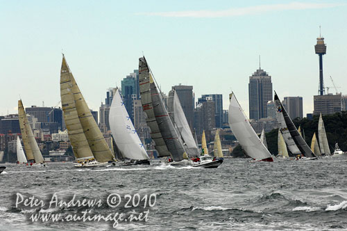 The fleet, after the start of the Rolex Sydney Hobart 2010. Photo copyright Peter Andrews, Outimage Australia.