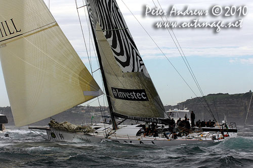 Sean Langman and Anthony Bell's Elliott Maxi Investec Loyal, after the start of the Rolex Sydney Hobart 2010. Photo copyright Peter Andrews, Outimage Australia.