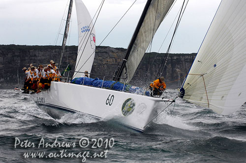 Stephen Ainsworth's Reichel Pugh 63 Loki, outside the heads after the start of the Rolex Sydney Hobart 2010. Photo copyright Peter Andrews, Outimage Australia.