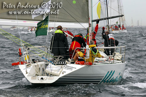 Jonathan Stone's Davidson 34 Illusion, outside the heads after the start of the Rolex Sydney Hobart 2010. Photo copyright Peter Andrews, Outimage Australia.