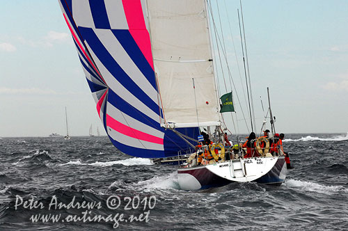 Noel Sneddon's Vickers 41 CIC Secure Inca, outside the heads after the start of the Rolex Sydney Hobart 2010. Photo copyright Peter Andrews, Outimage Australia.