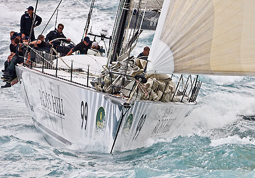 Sean Langman's 100-foot Elliott Investec Loyal, offshore during the Rolex Sydney Hobart 2010. Photo copyright Rolex and Carlo Borlenghi.