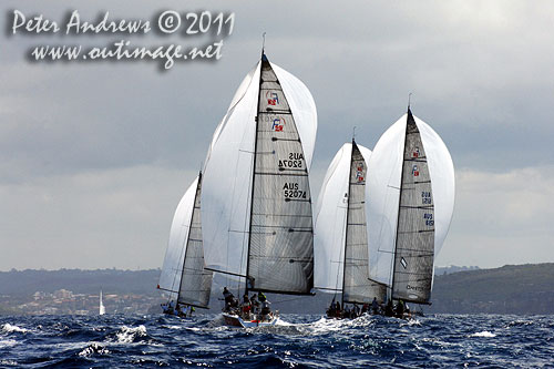 The Farr 40 fleet during a spinnaker run, during the Rolex Farr 40 World Championships 2011, Sydney Australia. Photo copyright Peter Andrews, Outimage Australia.