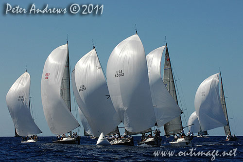 The fleet under spinnaker, during the Rolex Farr 40 World Championships 2011, Sydney Australia. Photo copyright Peter Andrews, Outimage Australia.