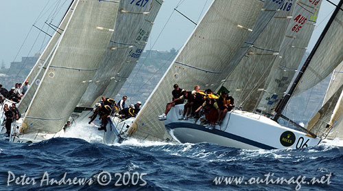 Farr 40 action back in 2005 at the Rolex Pre-Worlds, offshore Sydney Australia. Photo copyright Peter Andrews, Outimage Australia.