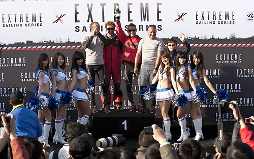 Max Sirena and the Luna Rossa crew on the podium, during the Extreme Sailing Series 2011, Qingdao, China. Photo copyright Lloyd Images.