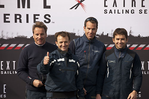 Groupe Edmond de Rothschild hold the overall lead for 2011, during the Extreme Sailing Series 2011, Qingdao, China. Photo copyright Lloyd Images.