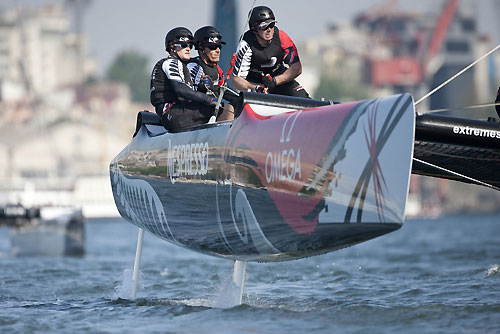 Dean Barker skipper of Emirates Team New Zealand with his crew, during the Extreme Sailing Series 2011, Istanbul, Turkey. Photo copyright Lloyd Images.