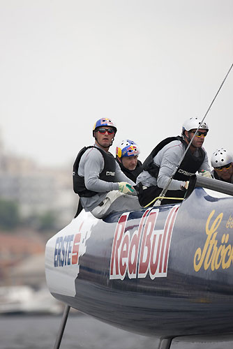 Roman Hagara, Hans Peter Steinacher, Will Howden and Craig Monk racing on Red Bull Extreme Sailing, on day 5 of Act 3, Instanbul, during the Extreme Sailing Series 2011, Istanbul, Turkey. Photo copyright Lloyd Images.