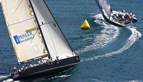 DSK Pioneer Investments (ITA) and Alegre (GBR) round the first mark of the Rolex Volcano Race, Capri, Italy. Photo copyright Rolex and Carlo Borlenghi.