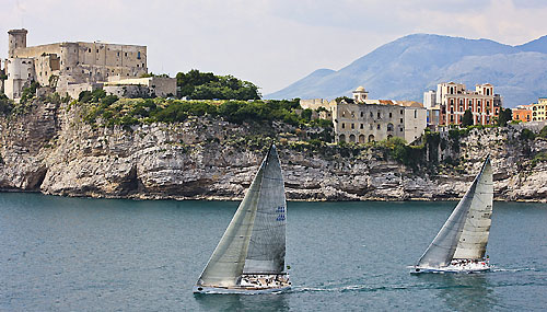 Gerard Logel's Swan 601 aRobas and the Hungarian Mini-maxi Wild Joe, just after the start of the Rolex Capri Sailing Week and Rolex Volcano Race, Capri, Italy. Photo copyright Rolex and Carlo Borlenghi.